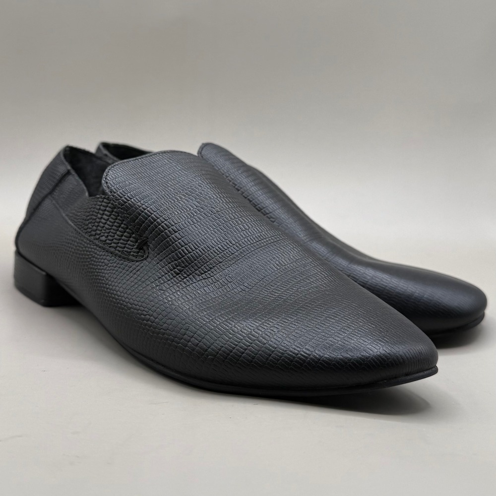 Jeffrey Campbell Loafers Womens 8.5 Textured Reptile Embossed Slip On Black